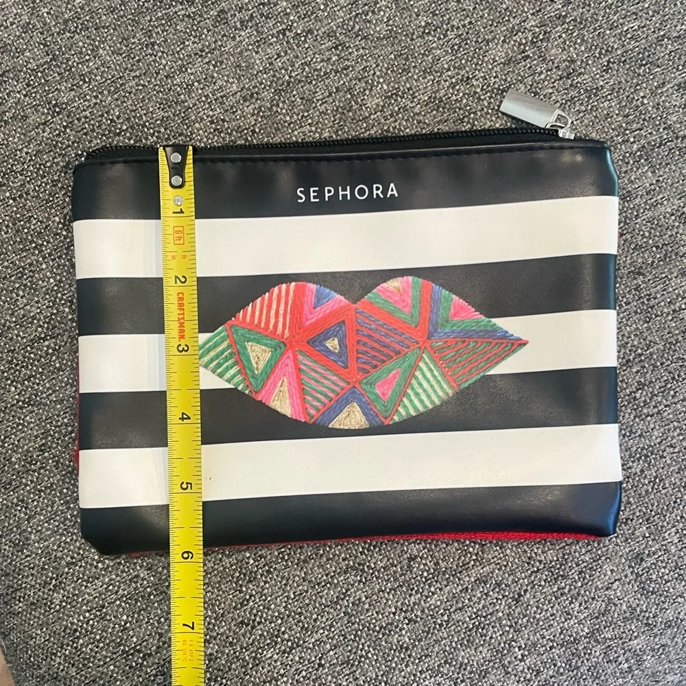 Sephora Black / White makeup bag, Cosmetic Bag with neon Lips Design, travel